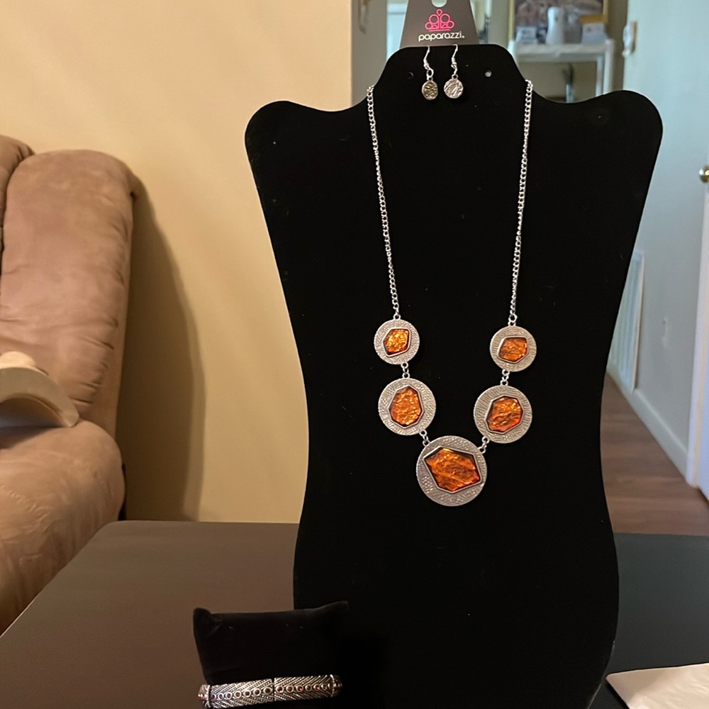 Brown and silver necklace